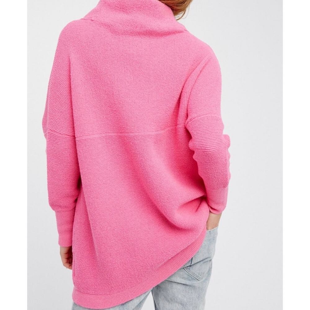 Free People Pink Mockneck Oversized Sweater Ribbed Slouchy Size Small - Picture 3 of 7